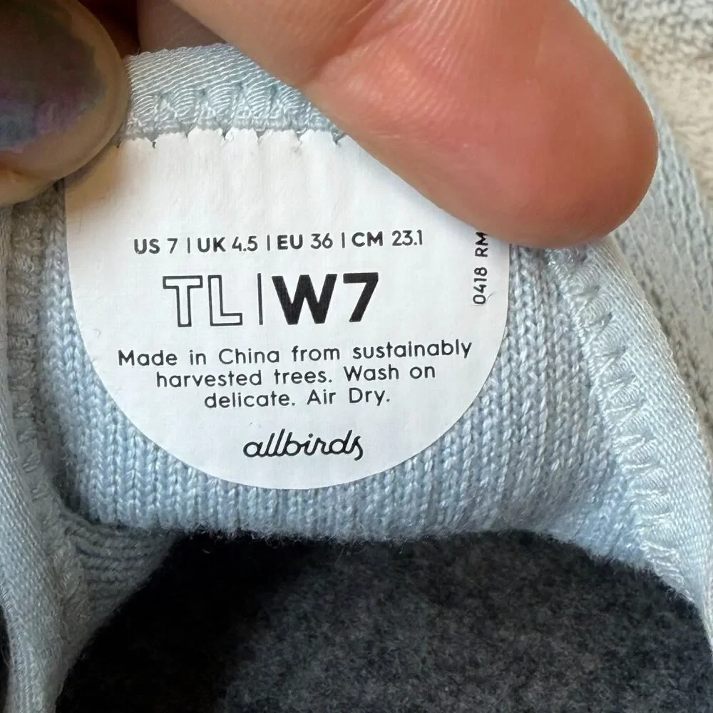 Allbirds Women's Tree Lounger Light Blue Slip-On Shoes Size 7 - Picture 3 of 7